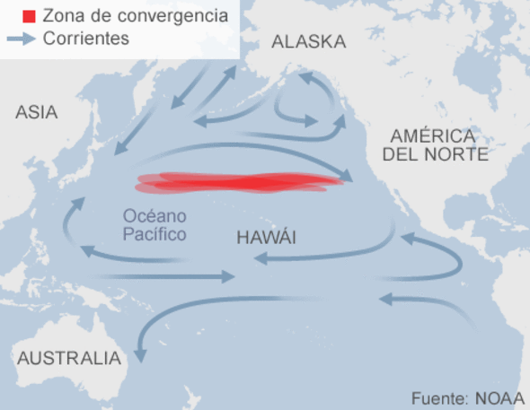 Los restos de plástico se acumulan en cinco remolinos distribuidos en los océanos más grandes.