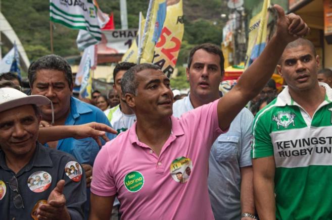 Romario durante un acto de campaña del Partido Socialista Brasileño (PSB). AFP