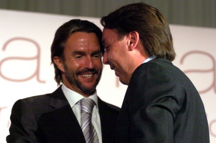 El presidente del Teletón, Fernando Landeros, y el presidente de Televisa, Emilio Azcárraga.  Foto: Octavio Gómez