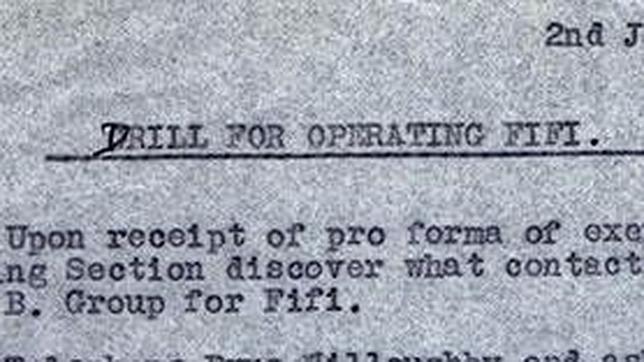 NATIONAL ARCHIVES Documento que relata la historia de «Fifi»