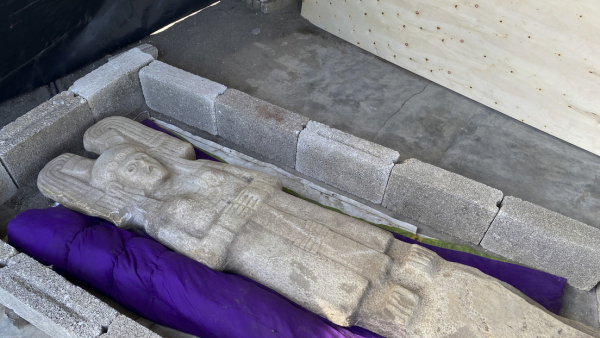 Escultura femenina prehispánica en Veracruz, México. 4 de enero de 2021.