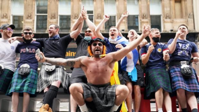 Aficionados escoceses, durante la Eurocopa 