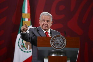 El presidente de México, Andrés Manuel López Obrador, durante su conferencia matutina en Palacio Nacional, en la Ciudad de México, el 7 de abril de 2022.