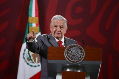El presidente de México, Andrés Manuel López Obrador, durante su conferencia matutina en Palacio Nacional, en la Ciudad de México, el 7 de abril de 2022.