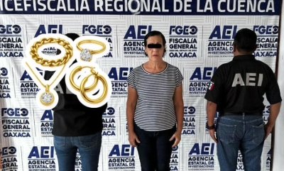Detienen en Oaxaca a mujer acusada de robar joyas valuadas en más de 9,000,000 de pesos de una casa