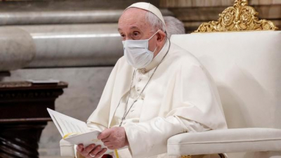 El Papa Francisco, durante la tradicional oración del «Te Deum»