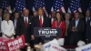 El precandidato presidencial republicano, el expresidente de EE.UU., Donald Trump durante una fiesta tras las elecciones primarias de Carolina del Sur en la ciudad de Columbia, el 24 de febrero de 2024