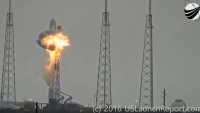 Una imagen fija de la explosión en el sitio de lanzamiento del cohete Falcon 9 de SpaceX, grabada del video en Cabo Cañaveral, Florida, EE.UU., el 1 de septiembre, 2016. 