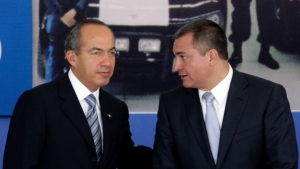 El presidente Felipe Calderón y Genaro García Luna en San Luis Potosí, México, 15 de octubre de 2007.