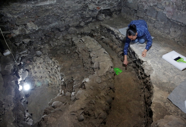 Las excavaciones de la torre de cráneos en Ciudad de México