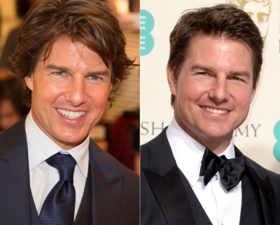 Tom Cruise hace un año y en los recientes Premios Bafta.