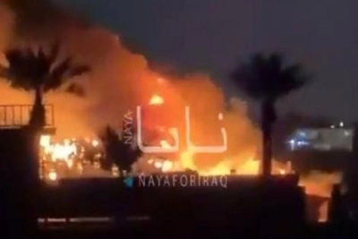 Una base militar estadounidense en Bagdad quedó envuelta en llamas tras un ataque con drones.