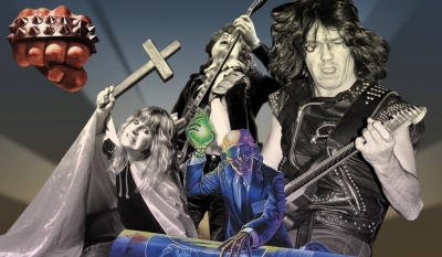 Montaje 'heavy' con imágenes de discos de Barón Rojo, Megadeth, y fotografías de Ozzy Osbourne, Angus Young y Gary Moore. Montaje: Blanca López-Solorzano