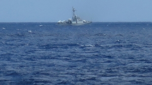 Una fragata naval china en el mar de la China Meridional.
