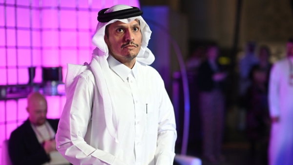 El jeque Mohammed bin Abdurrahman al Thani en la apertura de la Cumbre de la Web Catar 2024, 26 de febrero de 2024.