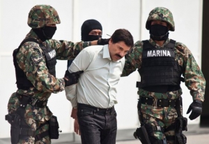 El Chapo Guzmán, durante su detención en febrero de 2014.