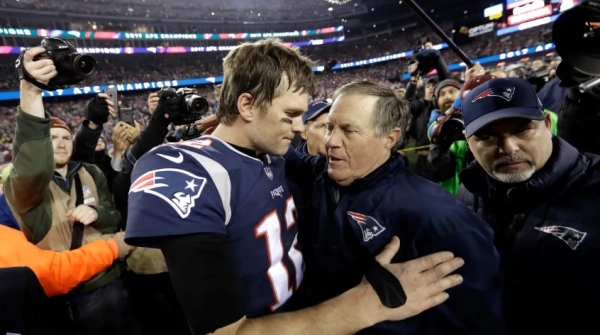 Tom Brady y el entrenador Bill Belichick lideraron la dinastía de los New England Patriots.