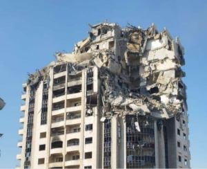 Torre Mushtaha bombardea por Israel