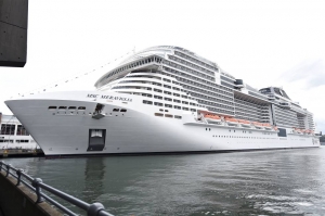 El crucero Meraviglia en un puerto de Nueva York en octubre de 2019.
