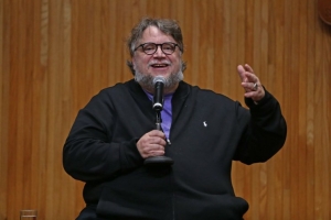 Guillermo del Toro, director de cine, durante una conferencia de prensa en el paraninfo Enrique Díaz de León en el Museo de las Artes de la Universidad de Guadalajara, el 29 de mayo de 2019.