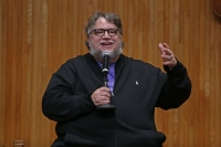 Guillermo del Toro, director de cine, durante una conferencia de prensa en el paraninfo Enrique Díaz de León en el Museo de las Artes de la Universidad de Guadalajara, el 29 de mayo de 2019.
