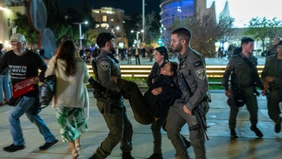 Protestas contra la guerra en Tel Aviv, Israel, el 28 de marzo de 2026.