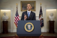 El presidente de EEUU, Barack Obama, durante su comparecencia en la Casa Blanca. AFP