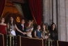 La familia presidencial en el balcón de Palacio Nacional.