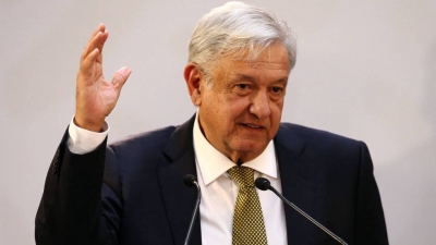 López Obrador, durante el anuncio de este lunes. FOTO REUTERS