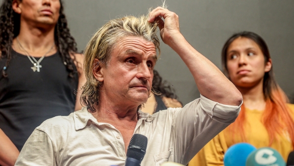 El productor musical Nacho Cano brinda una rueda de prensa, en Madrid, España, el 9 de julio de 2024.