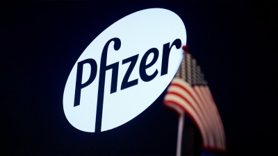 Logotipo de Pfizer en una pantalla de la Bolsa Nueva York, el 29 de julio de 2019.