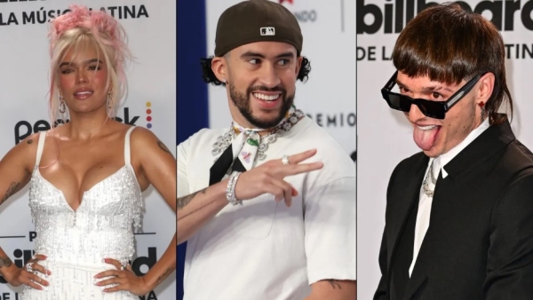 Karol G, Bad Bunny y Peso Pluma los ganadores de los Premios Billboard de la Música Latina 2023. 