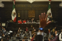 Aspectos de la sesión en el Senado de la República en la sede de Xicoténcatl.