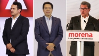 Andrés López Beltrán (izquierda), Mario Delgado (centro) y Ricardo Monreal, políticos oficialistas de México.