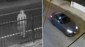 La policía de Los Ángeles publicó imágenes del sospechoso y de un auto de color oscuro en el que se vio al sospechoso.