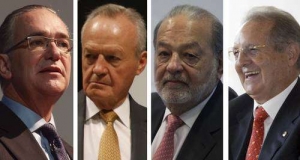 Ricardo Salinas Pliego, Roberto Hernández Ramírez, Carlos Slim Helú y Olegario Vázquez Raña, en imágenes de archivo. Fotos José Carlo González, Cristina Rodríguez y Carlos Ramos