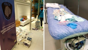 La Policía de Buenos Aires clausura la clínica que ofrecía el "antiviral" contra el coronavirus. Buenos Aires, 14 de mayo de 2020.