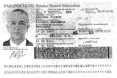 El pasaporte de Ricardo Salinas Pliego, dueño de TV Azteca.