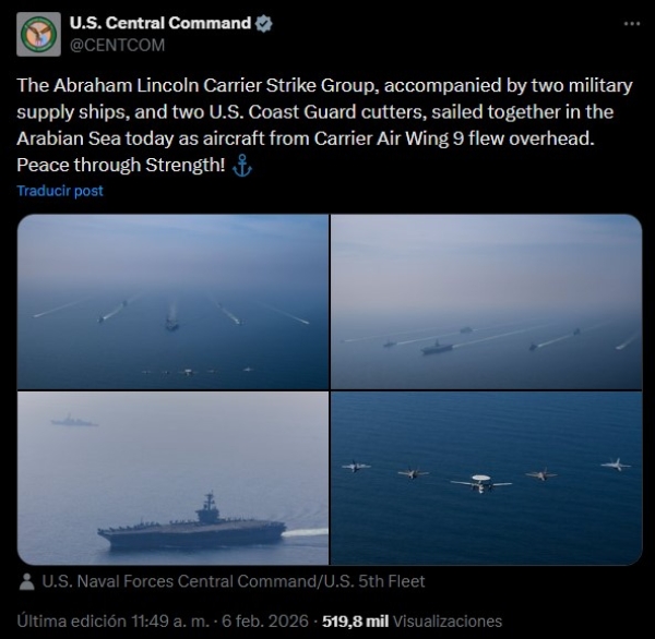 Buques militares y un breve mensaje: nueva publicación de EE.UU. tras negociaciones con Irán