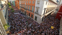 Protesta contra la puesta en libertad provisional de los miembros de &#039;La Manada&#039;. Madrid, 22 de junio de 2018.