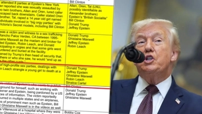 Trump estuvo en fiesta con alguien del Cártel de Sinaloa y Robin Leach, según archivos Epstein