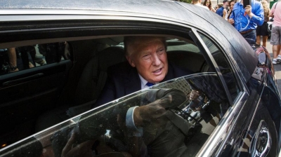 Donald Trump en su limusina antes de ser elegido presidente