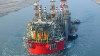 El FPSO de Energean que llegó a principios de esta semana cerca de la zona marítima en disputa entre el Líbano y la Palestina ocupada.