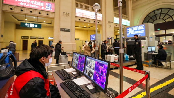 Estación de tren de Hankou en Wuhan (Hubei, China), el 21 de enero de 2020.
