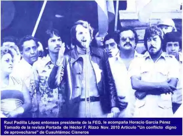 Raúl Padilla López, entonces presidente de la FEG, le acompaña Horacio García Pérez.