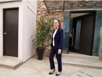 La presidenta electa, Claudia Sheinbaum, tras su conferencia de prensa en su casa de transición, en la alcaldía Iztapalapa, Ciudad de México, el 9 de septiembre de 2024.