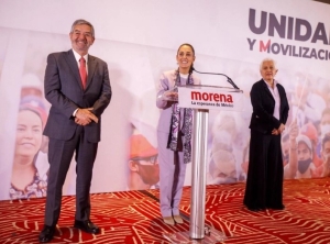 Claudia Sheinbaum asiste como invitada de honor a un desayuno con embajadores, realizado en un hotel de la Ciudad de México, el 20 de febrero de 2024