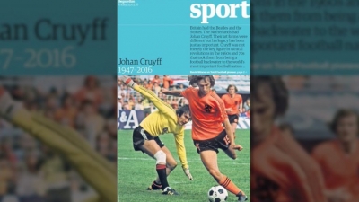 El diario inglés The Guardian homenajeó a Johan Cruyff con una foto de Rob Rensenbrink