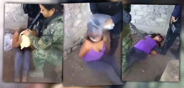 Las escenas del video donde militares torturan a una mujer. 