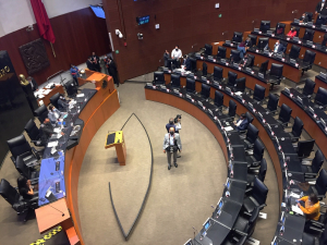 Durante una sesión del Senado en la Ciudad de México.